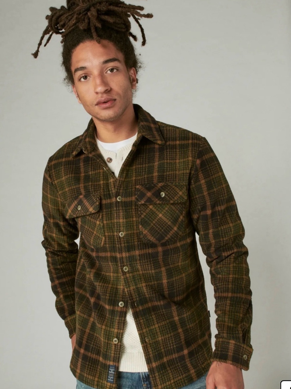 Lucky Brand Plaid Knit Shirt